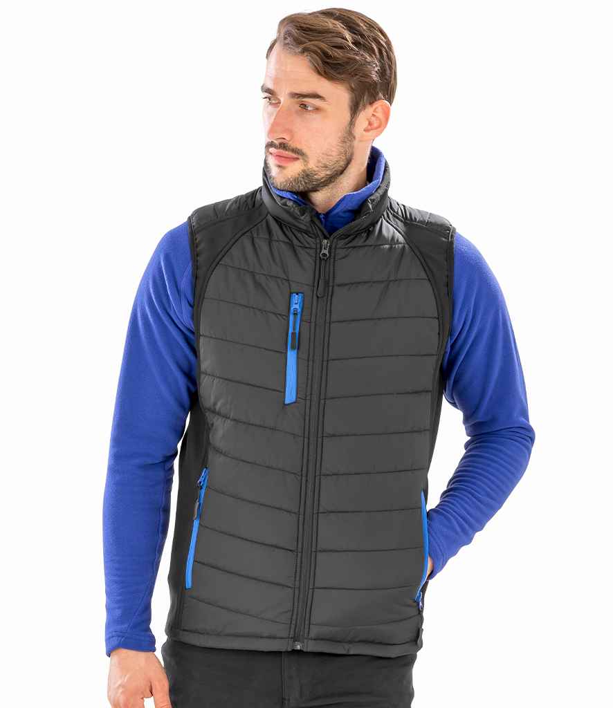 Result Genuine Recycled Compass Padded Gilet | Black/Royal Blue - Lancashire Teamwear