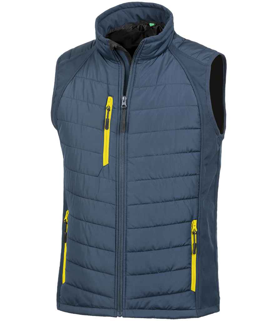 Result Genuine Recycled Compass Padded Gilet | Navy/Yellow - Lancashire Teamwear