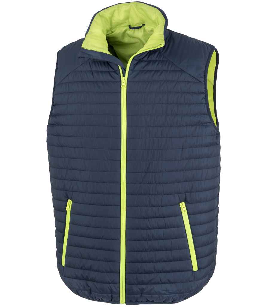 Result Genuine Recycled Thermoquilt Gilet | Navy/Lime Green - Lancashire Teamwear