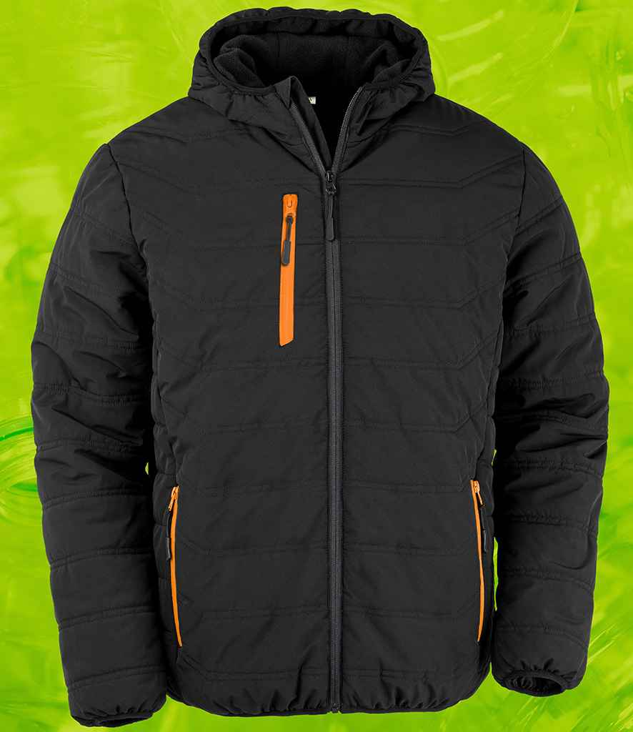 Result Genuine Recycled Compass Padded Winter Jacket | Black/Orange - Lancashire Teamwear