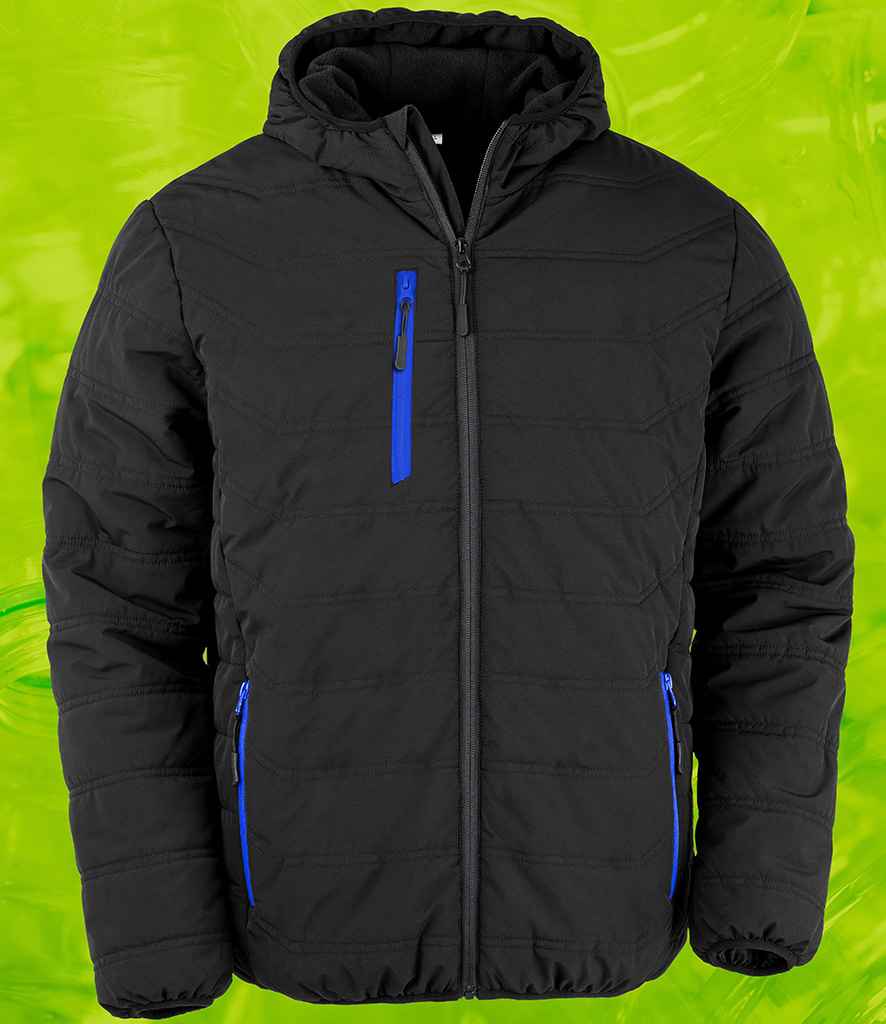 Result Genuine Recycled Compass Padded Winter Jacket | Black/Royal Blue - Lancashire Teamwear