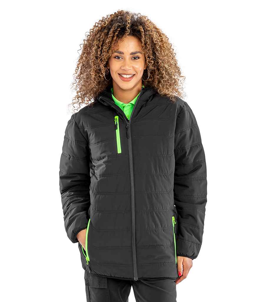 Result Genuine Recycled Compass Padded Winter Jacket | Black/Lime Green - Lancashire Teamwear