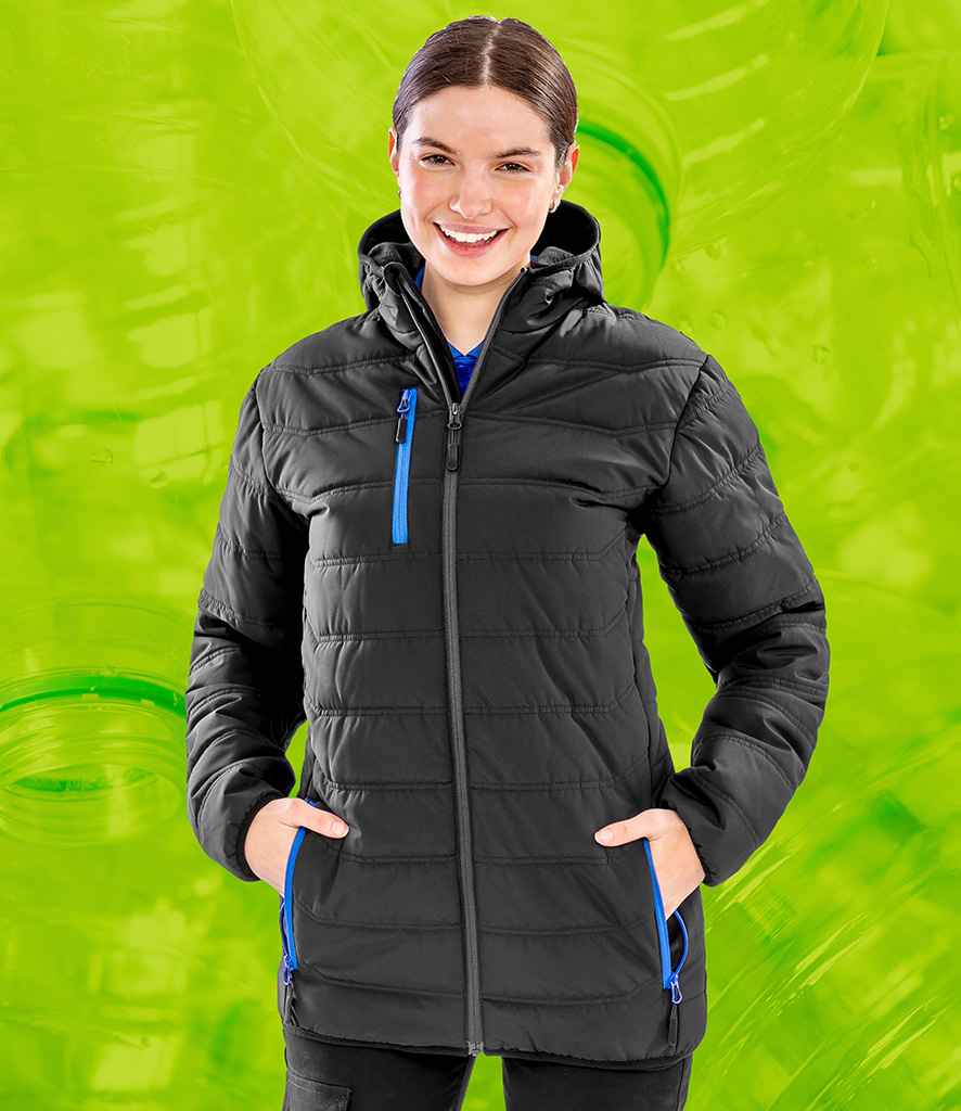 Result Genuine Recycled Compass Padded Winter Jacket | Black/Royal Blue - Lancashire Teamwear