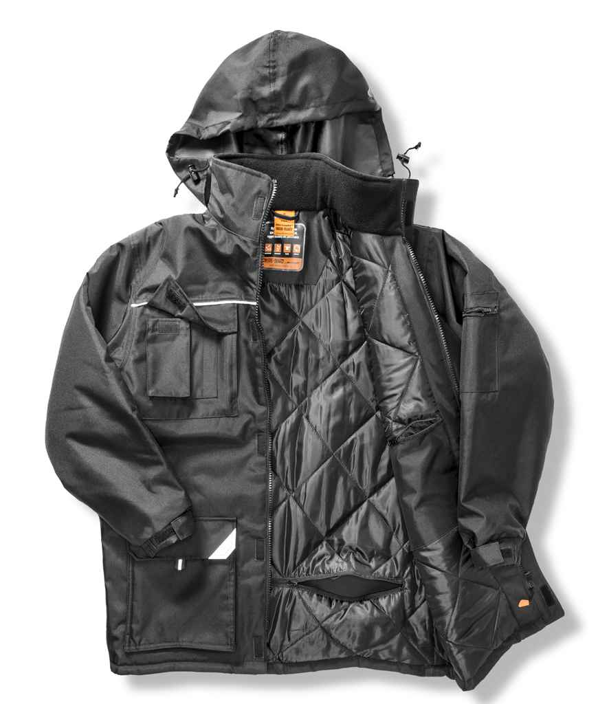 Result Work-Guard Sabre Long Coat | Black Jacket - Lancashire Teamwear