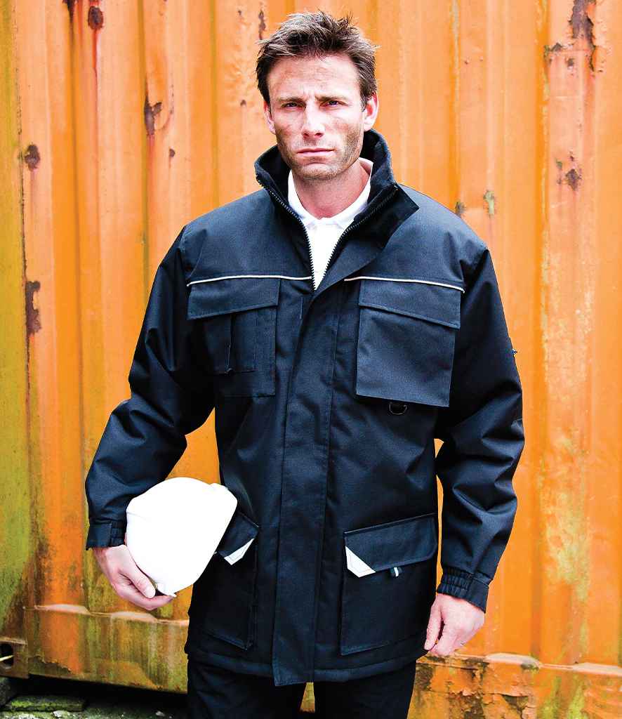 Result Work-Guard Sabre Long Coat | Navy Jacket - Lancashire Teamwear