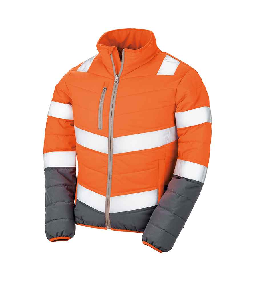 Result Safe-Guard Ladies Soft Safety Jacket | Fluorescent Orange/Grey - Lancashire Teamwear