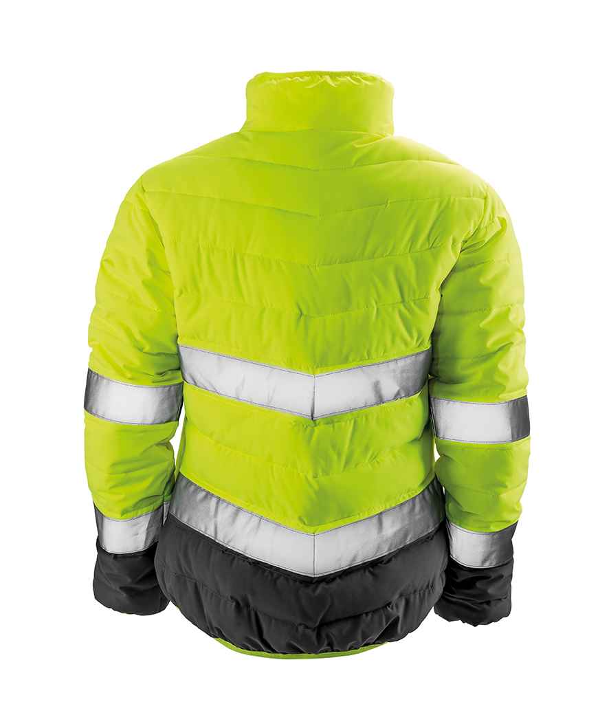 Result Safe-Guard Ladies Soft Safety Jacket | Fluorescent Yellow/Grey - Lancashire Teamwear
