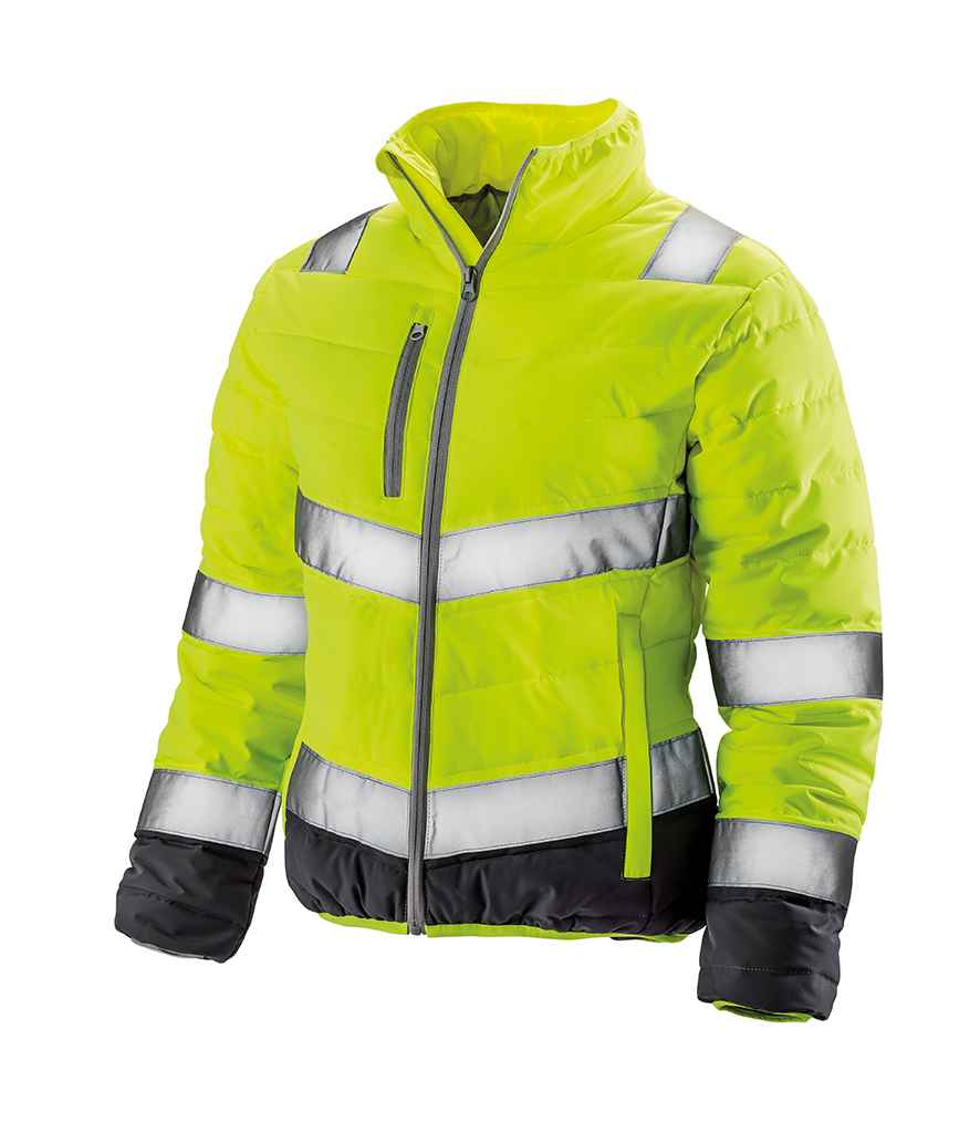 Result Safe-Guard Ladies Soft Safety Jacket | Fluorescent Yellow/Grey - Lancashire Teamwear