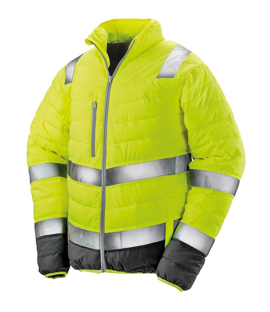 Result Safe-Guard Soft Safety Jacket | Fluorescent Yellow/Grey - Lancashire Teamwear