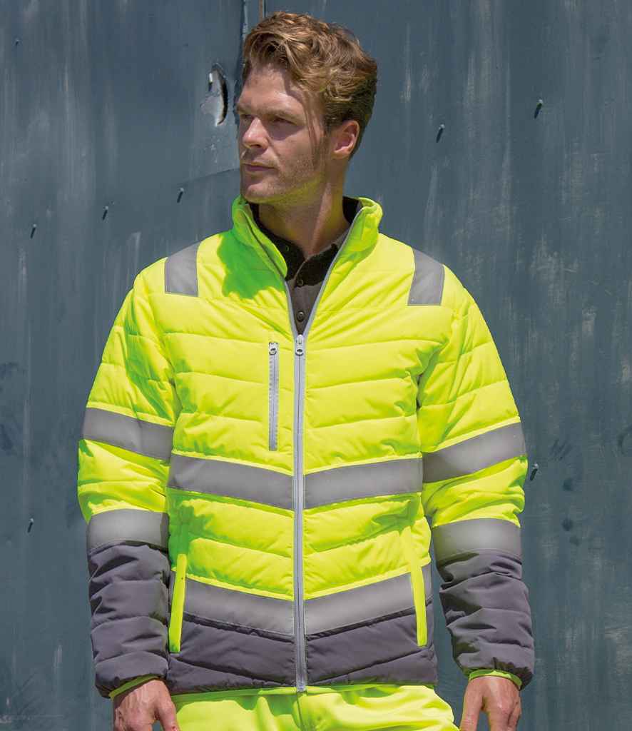 Result Safe-Guard Soft Safety Jacket | Fluorescent Yellow/Grey - Lancashire Teamwear