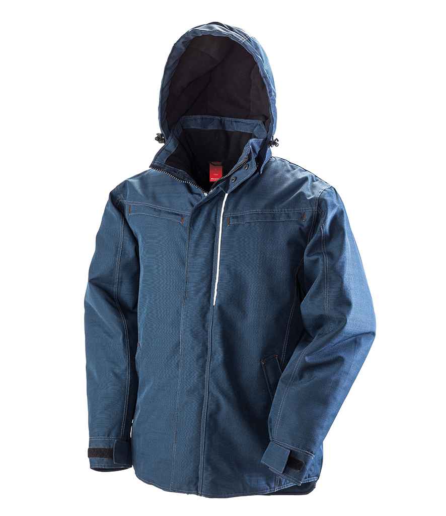 Result Work-Guard Denim Texture Rugged Jacket | Navy - Lancashire Teamwear