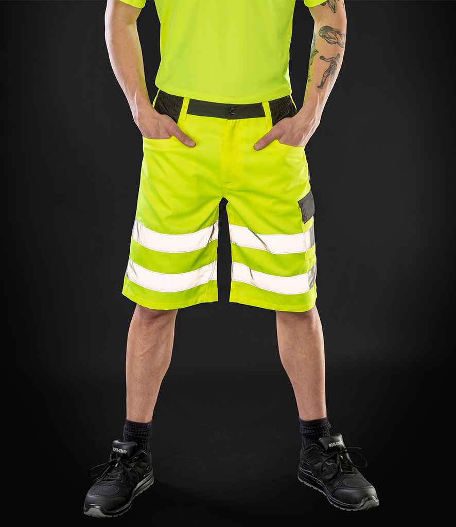 Result Safe-Guard Hi-Vis Cargo Shorts | Fluorescent Yellow - Lancashire Teamwear