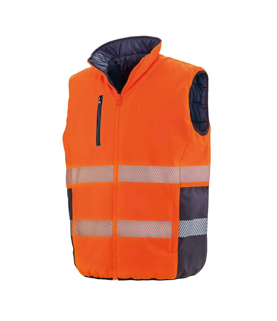 Result Safe-Guard Reversible Soft Padded Gilet Fluorescent Orange/Navy