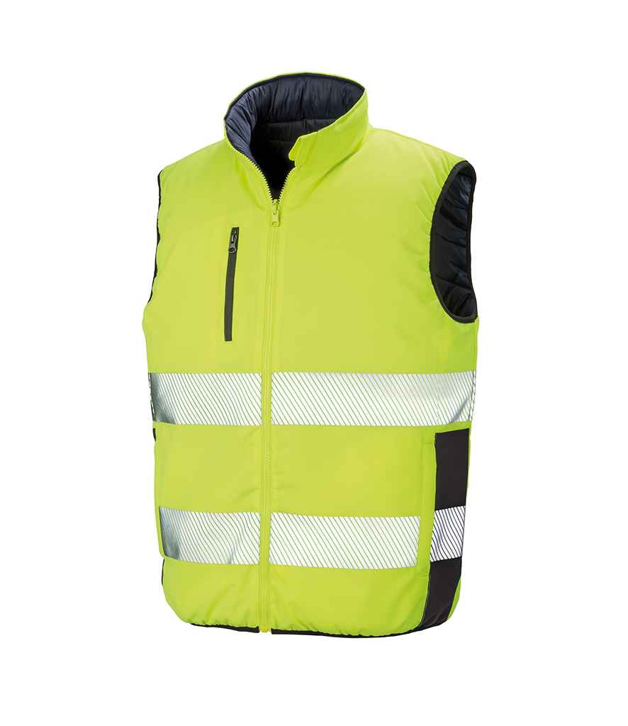 Result Safe-Guard Reversible Soft Padded Gilet Fluorescent Yellow/Navy