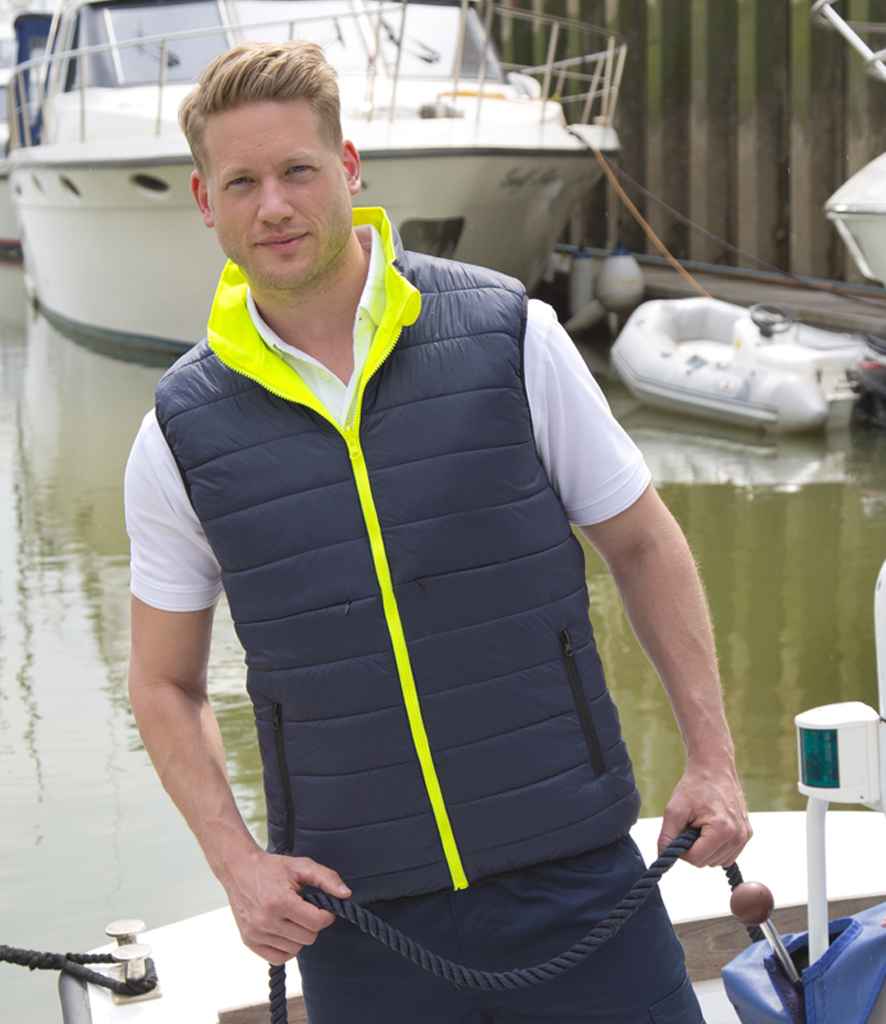 Result Safe-Guard Reversible Soft Padded Gilet | Fluorescent Yellow/Navy - Lancashire Teamwear