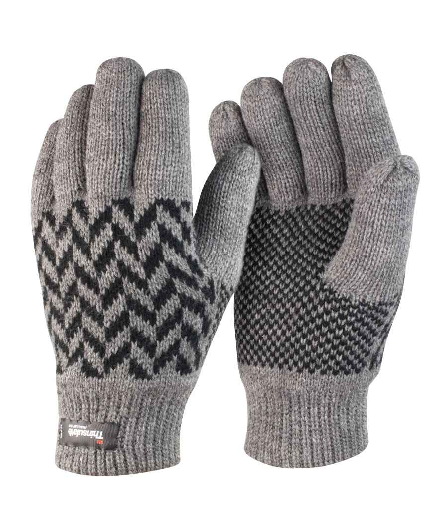 Result Pattern Thinsulate™ Gloves Grey/Black