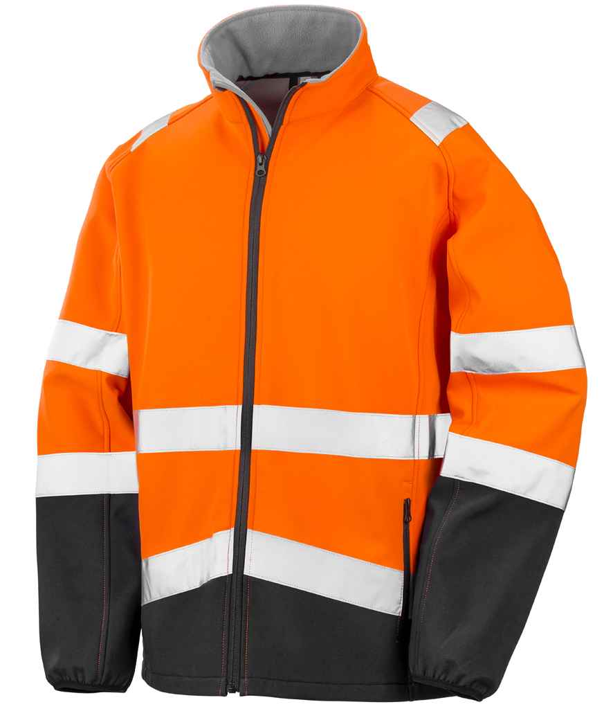 Result Safe-Guard Printable Safety Soft Shell Jacket | Fluorescent Orange/Black - Lancashire Teamwear
