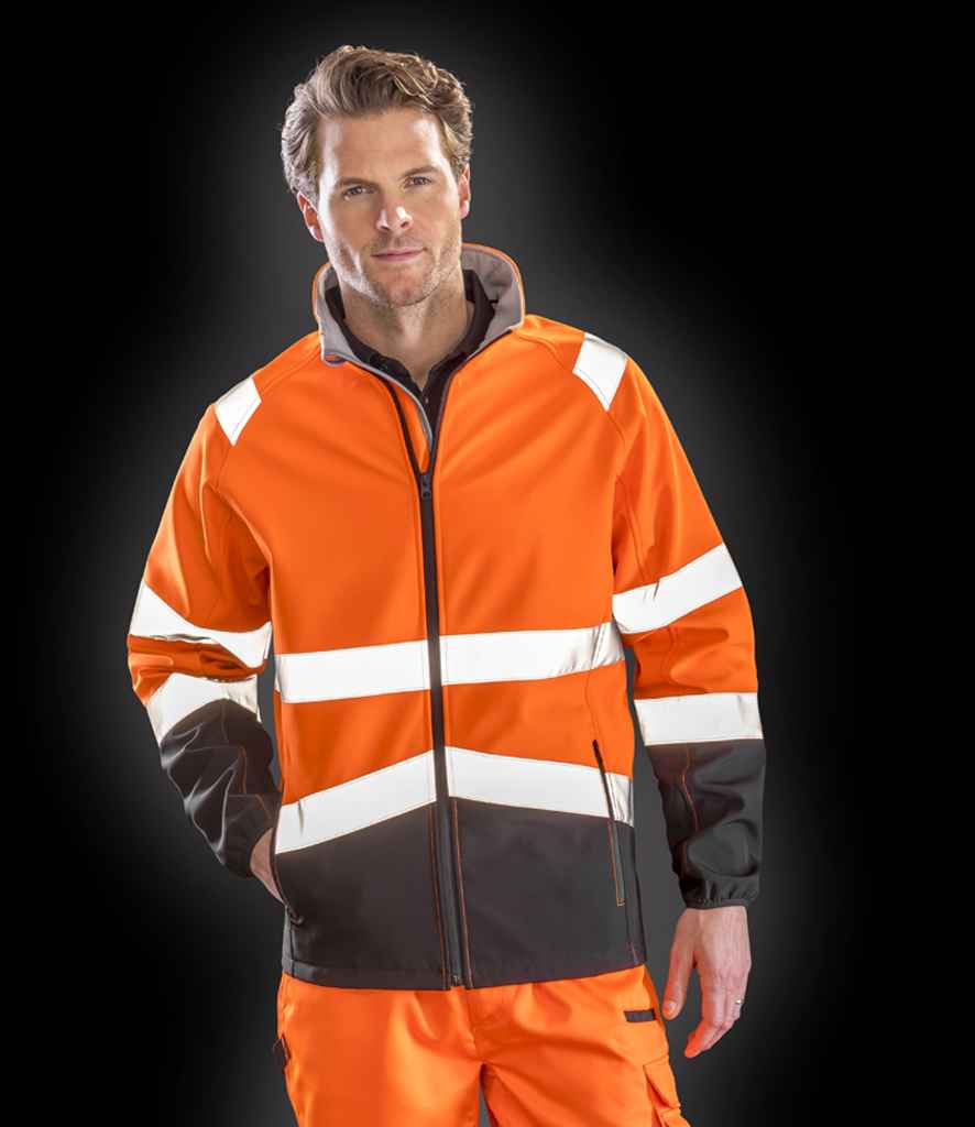 Result Safe-Guard Printable Safety Soft Shell Jacket | Fluorescent Orange/Black - Lancashire Teamwear