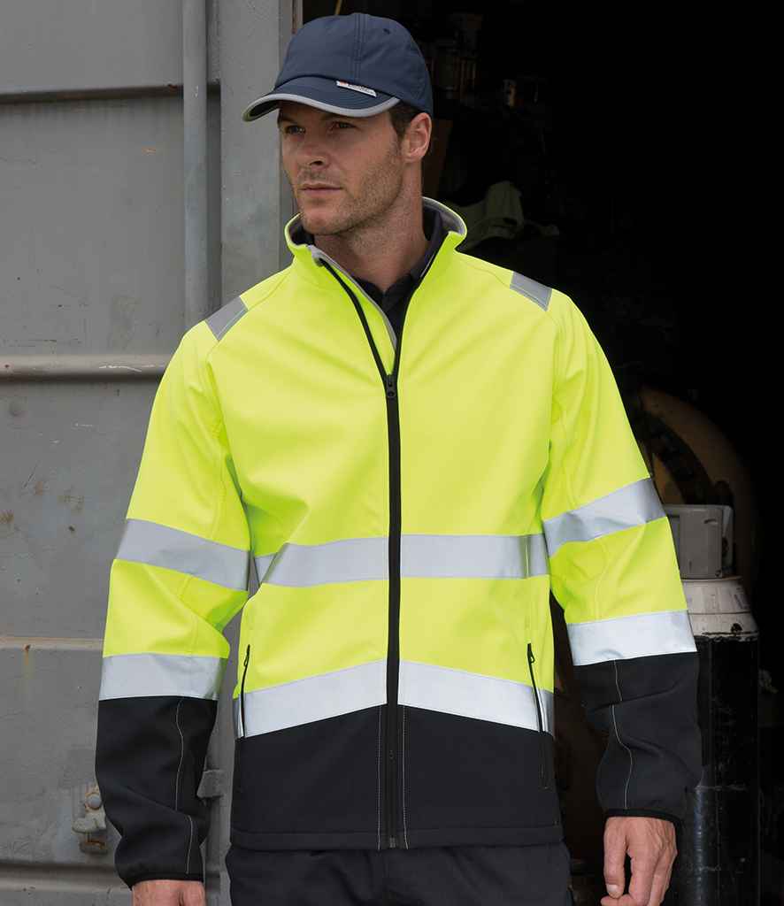Result Safe-Guard Printable Safety Soft Shell Jacket | Fluorescent Yellow/Black - Lancashire Teamwear