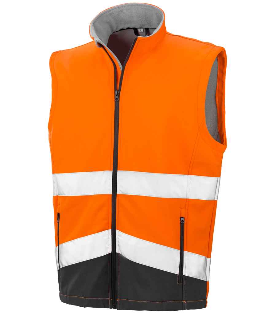 Result Safe-Guard Printable Safety Soft Shell Gilet Fluorescent Orange/Black