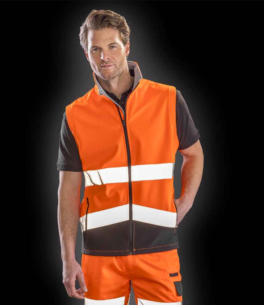 Result Safe-Guard Printable Safety Soft Shell Gilet | Fluorescent Orange/Black - Lancashire Teamwear