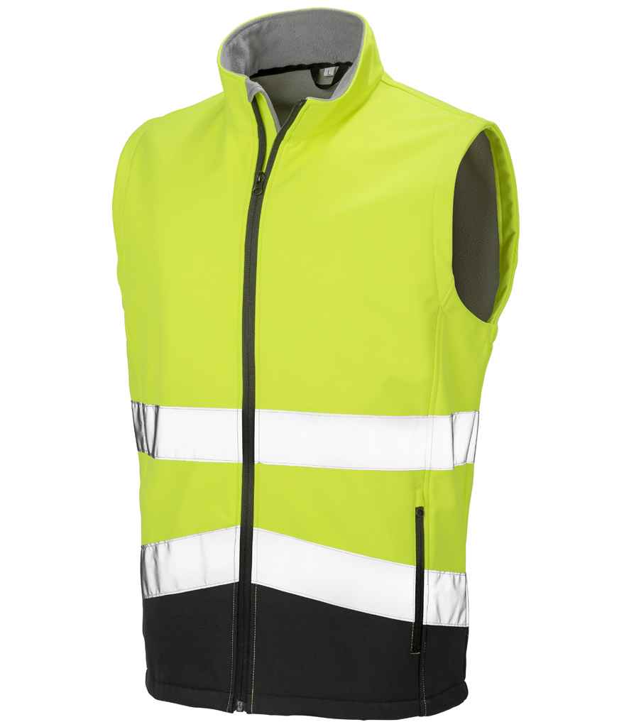 Result Safe-Guard Printable Safety Soft Shell Gilet | Fluorescent Yellow/Black - Lancashire Teamwear