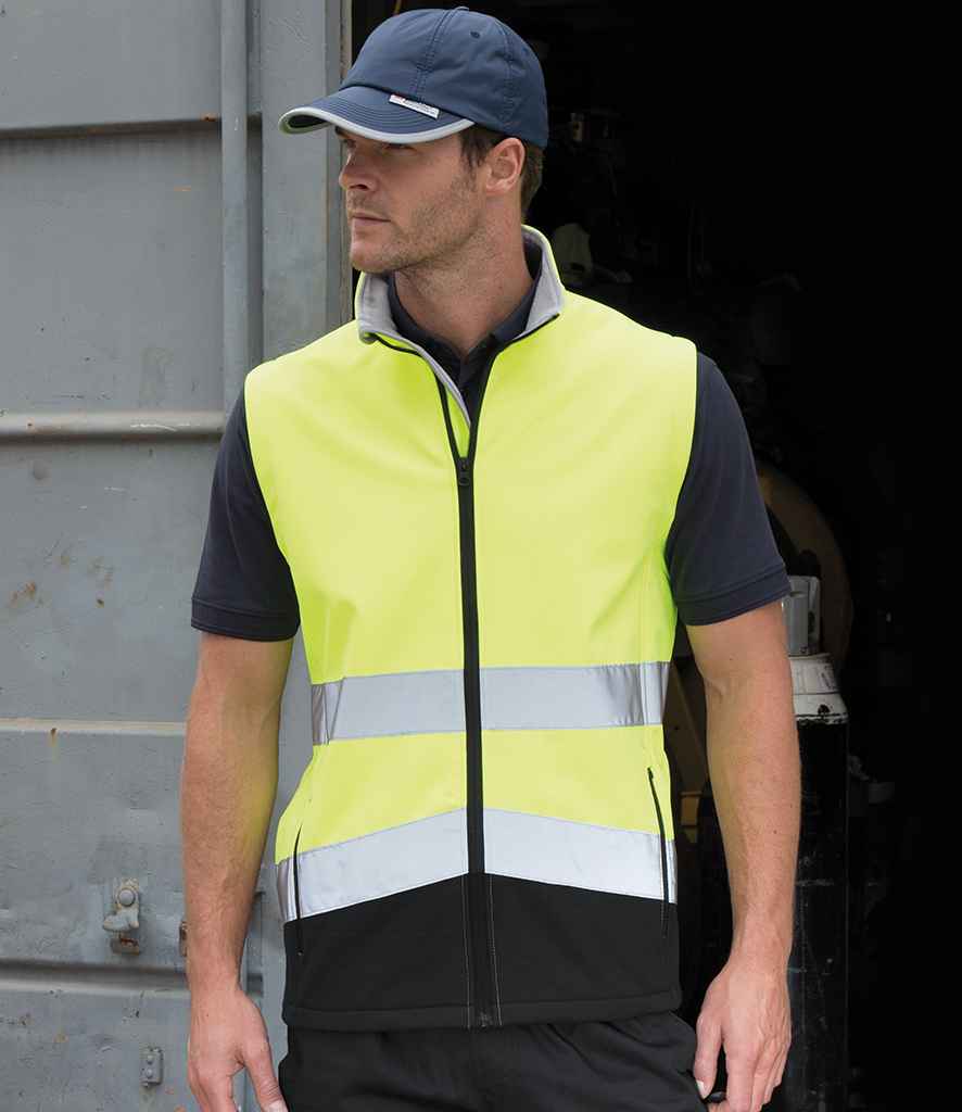 Result Safe-Guard Printable Safety Soft Shell Gilet | Fluorescent Yellow/Black - Lancashire Teamwear