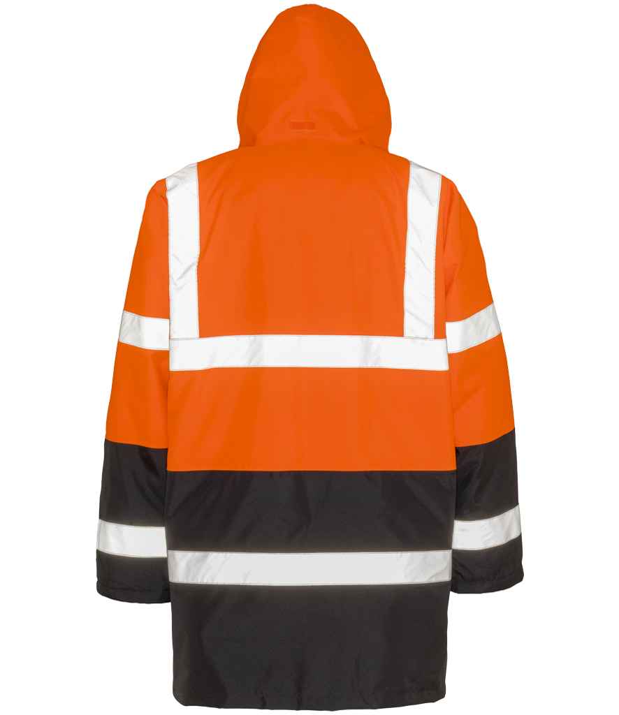 Result Core Motorway Two Tone Safety Jacket | Fluorescent Orange/Black - Lancashire Teamwear