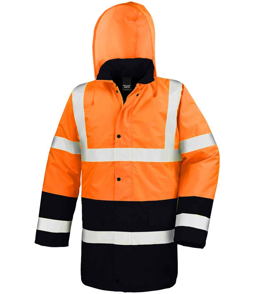Result Core Motorway Two Tone Safety Jacket | Fluorescent Orange/Black - Lancashire Teamwear