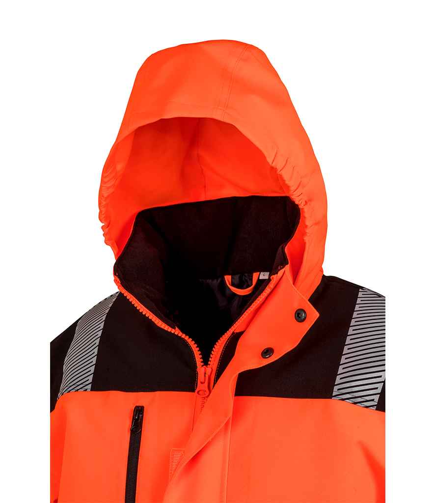 Result Safe-Guard Extreme Tech Printable Soft Shell Safety Jacket | Fluorescent Orange/Black - Lancashire Teamwear