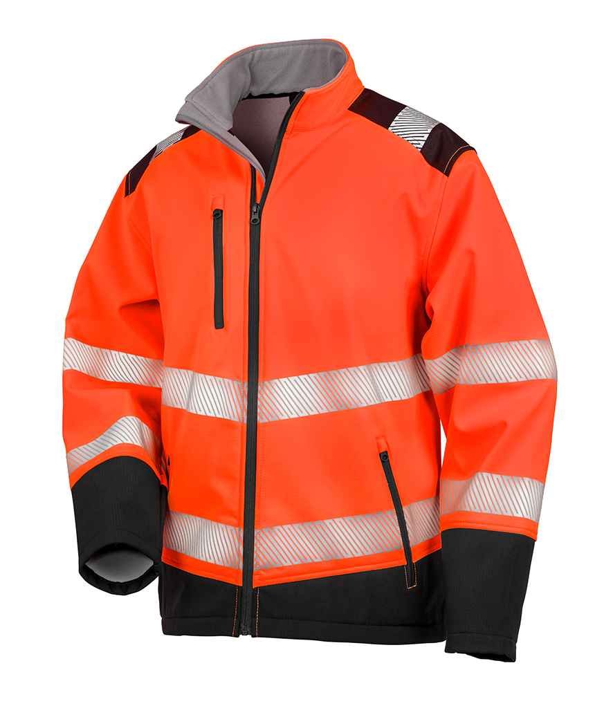 Result Safe-Guard Printable Ripstop Safety Soft Shell Jacket | Fluorescent Orange/Black - Lancashire Teamwear