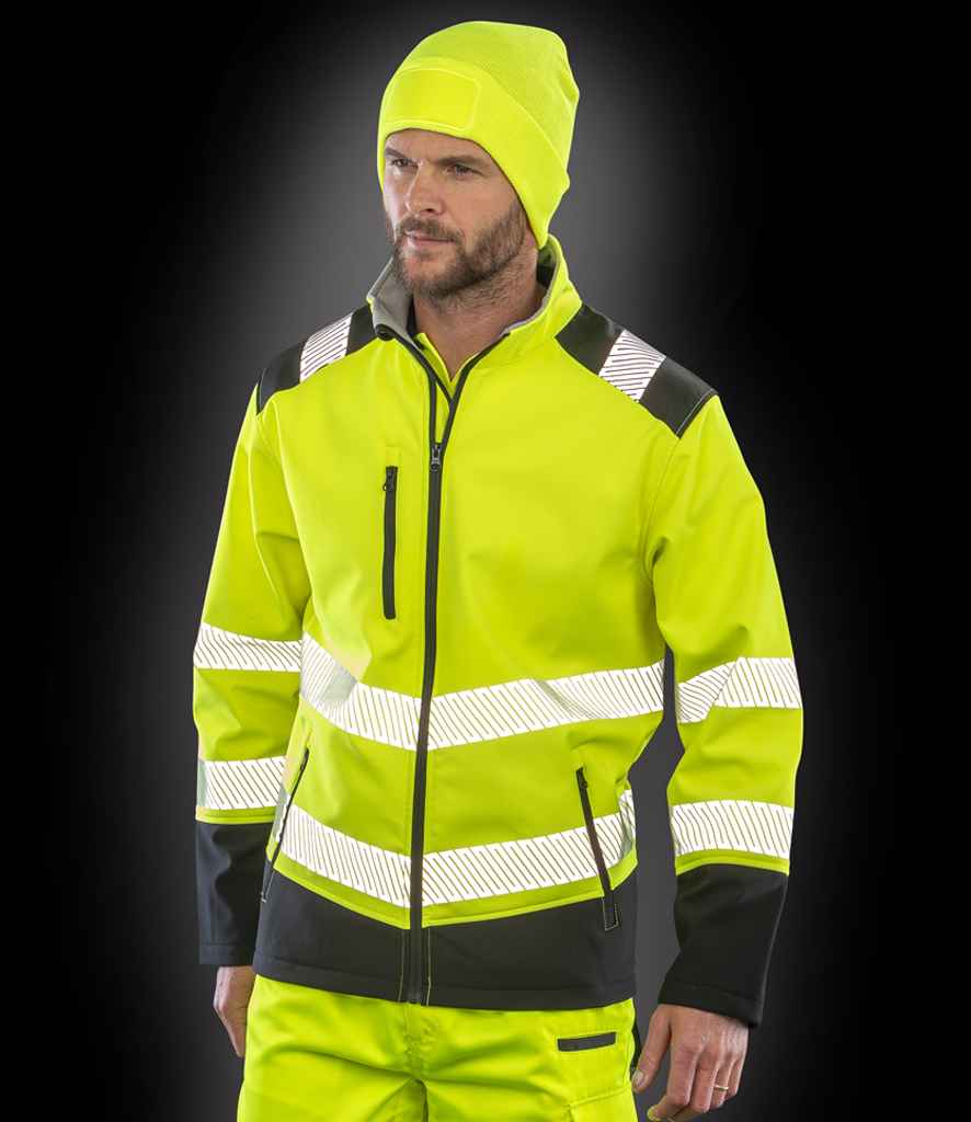 Result Safe-Guard Printable Ripstop Safety Soft Shell Jacket | Fluorescent Yellow/Black - Lancashire Teamwear
