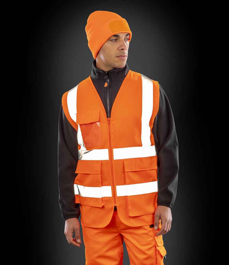 Result Safe-Guard Heavy Duty Poly/Cotton Security Vest | Fluorescent Orange Waistcoat - Lancashire Teamwear