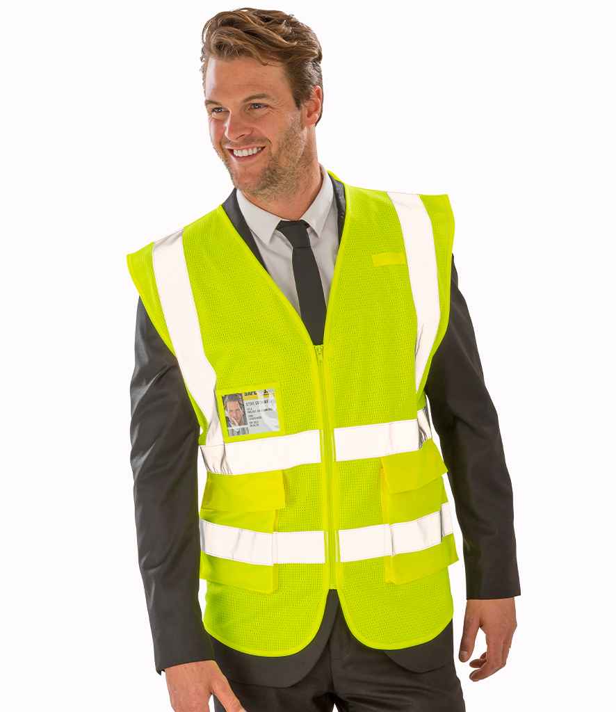 Result Safe-Guard Executive Cool Mesh Safety Vest | Fluorescent Yellow Waistcoat - Lancashire Teamwear