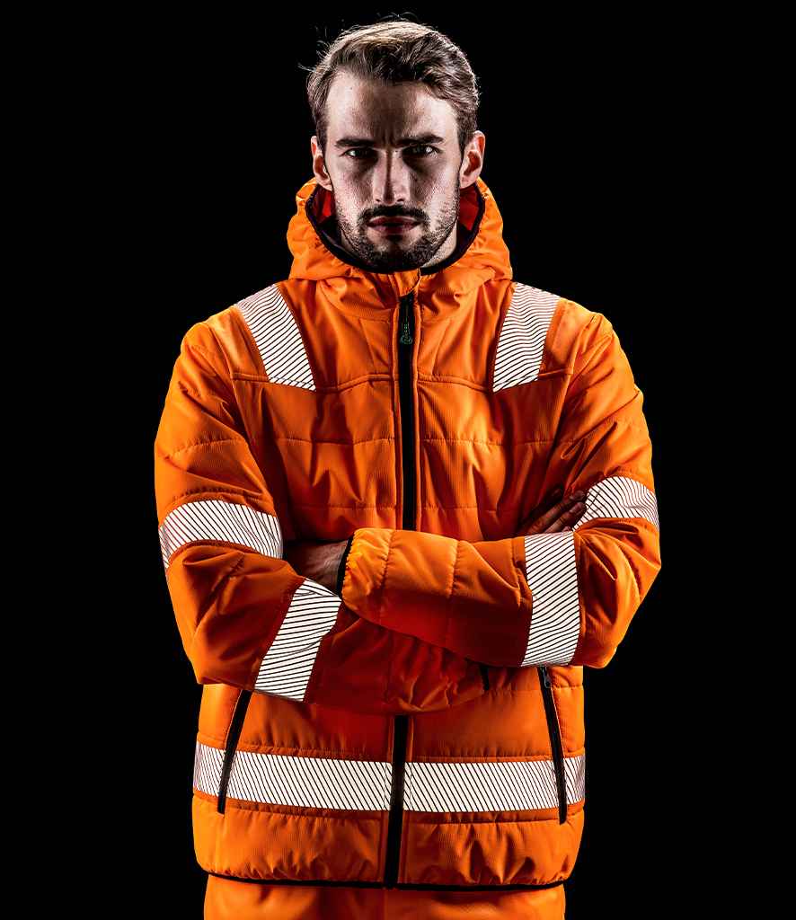 Result Genuine Recycled Ripstop Padded Safety Jacket | Fluorescent Orange - Lancashire Teamwear