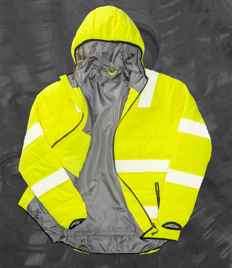 Result Genuine Recycled Ripstop Padded Safety Jacket | Fluorescent Yellow - Lancashire Teamwear