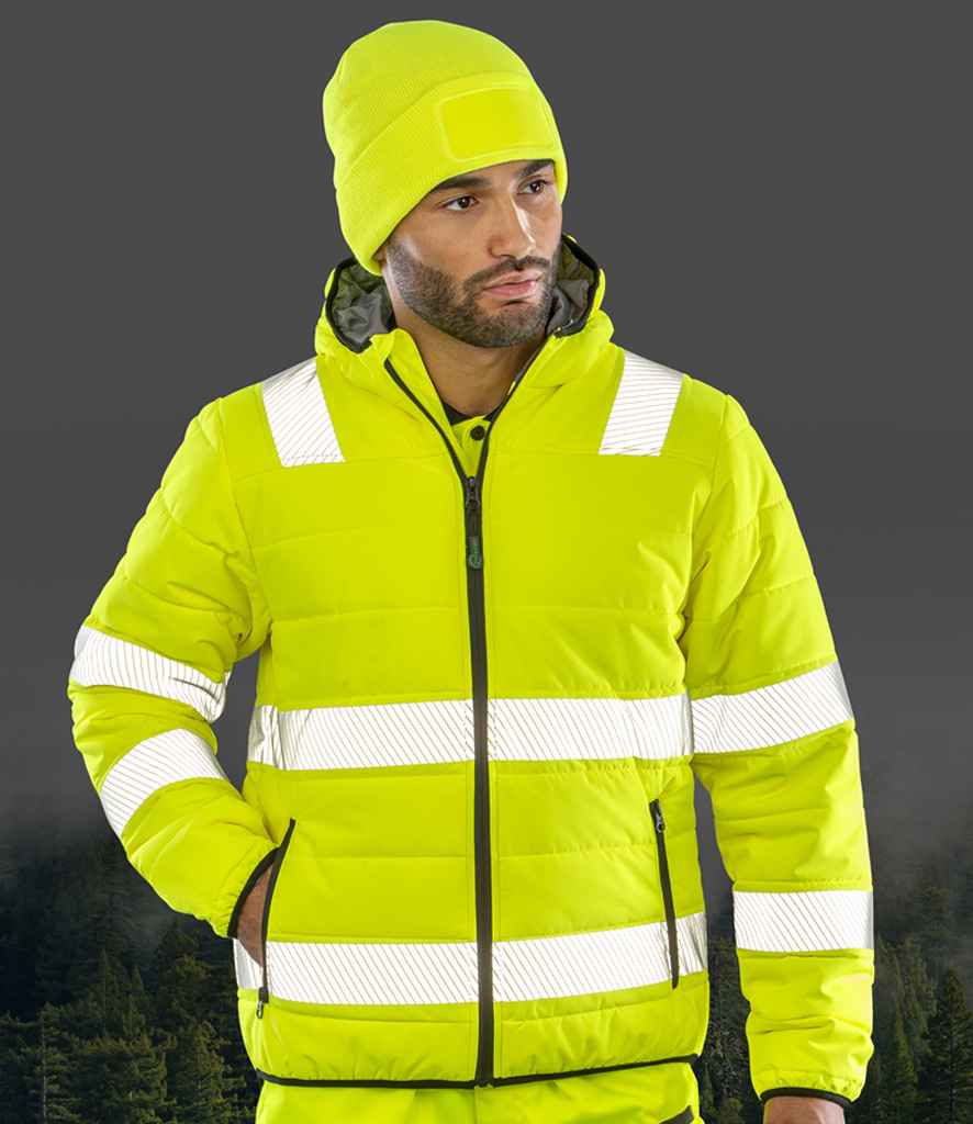 Result Genuine Recycled Ripstop Padded Safety Jacket | Fluorescent Yellow - Lancashire Teamwear