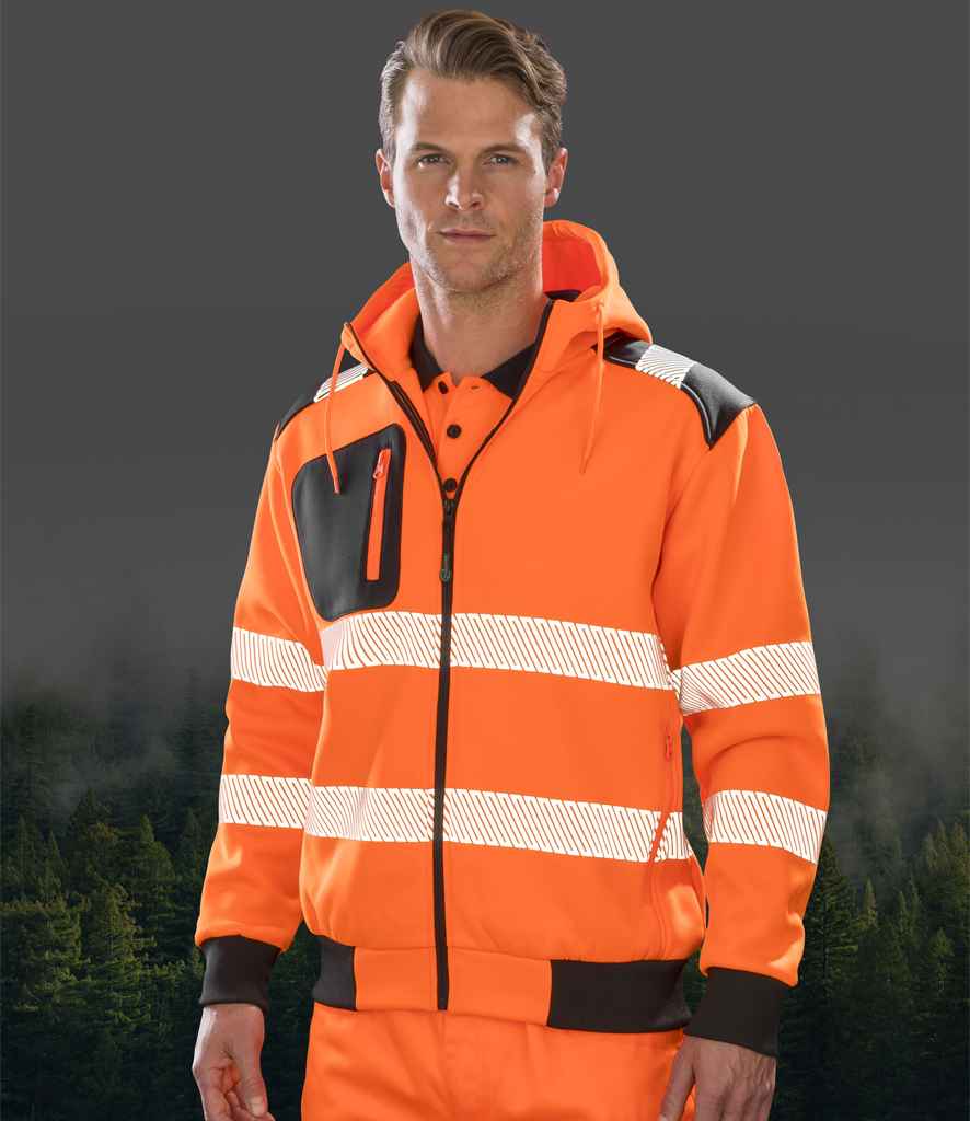 Result Genuine Recycled Safety Zip Hoodie | Fluorescent Orange - Lancashire Teamwear