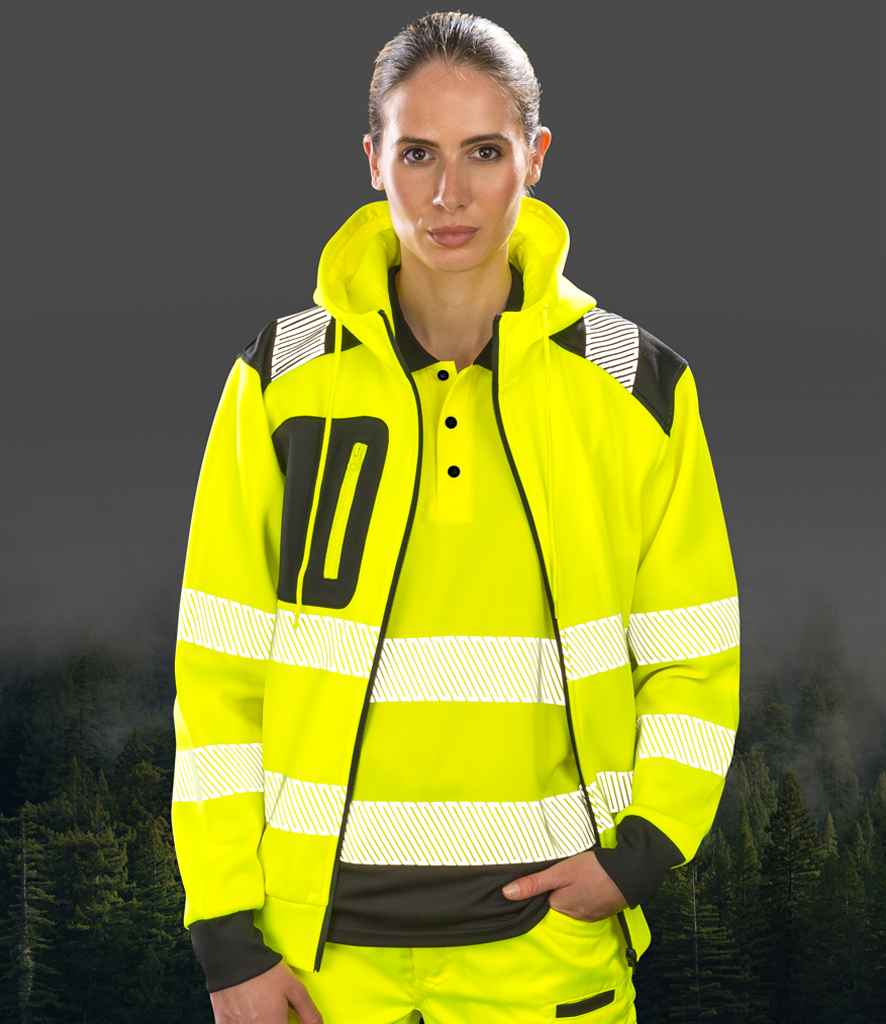 Result Genuine Recycled Safety Zip Hoodie | Fluorescent Yellow - Lancashire Teamwear