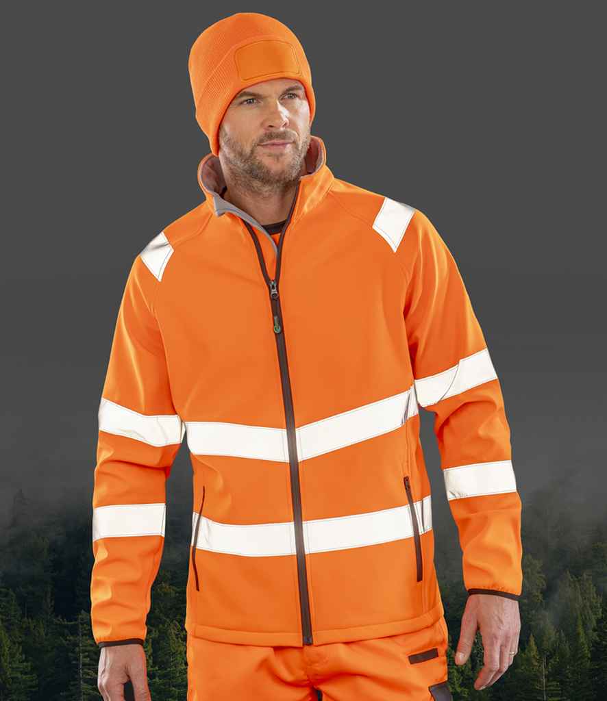 Result Genuine Recycled Printable Safety Soft Shell Jacket | Fluorescent Orange - Lancashire Teamwear