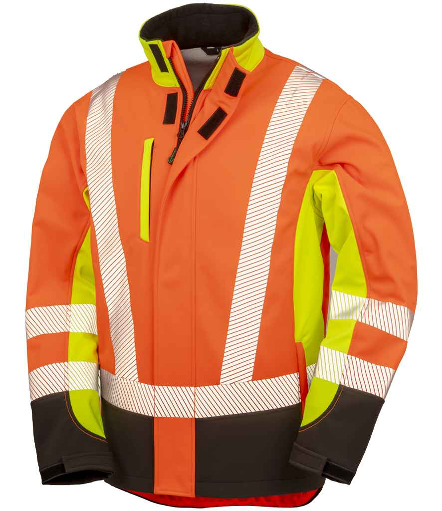 Result Recycled Three Layer Printable 3-Tone Safety Soft Shell Jacket | Fluorescent Yellow/Orange/Black - Result Genuine R...