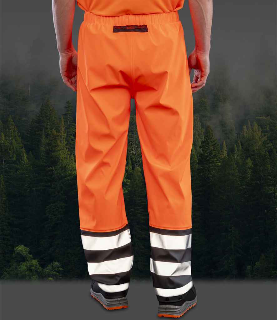 Result Recycled Heavy Duty Prism PU Safe and Dry Trousers | Fluorescent Orange/Black - Result Genuine Recycled - Lancashir...