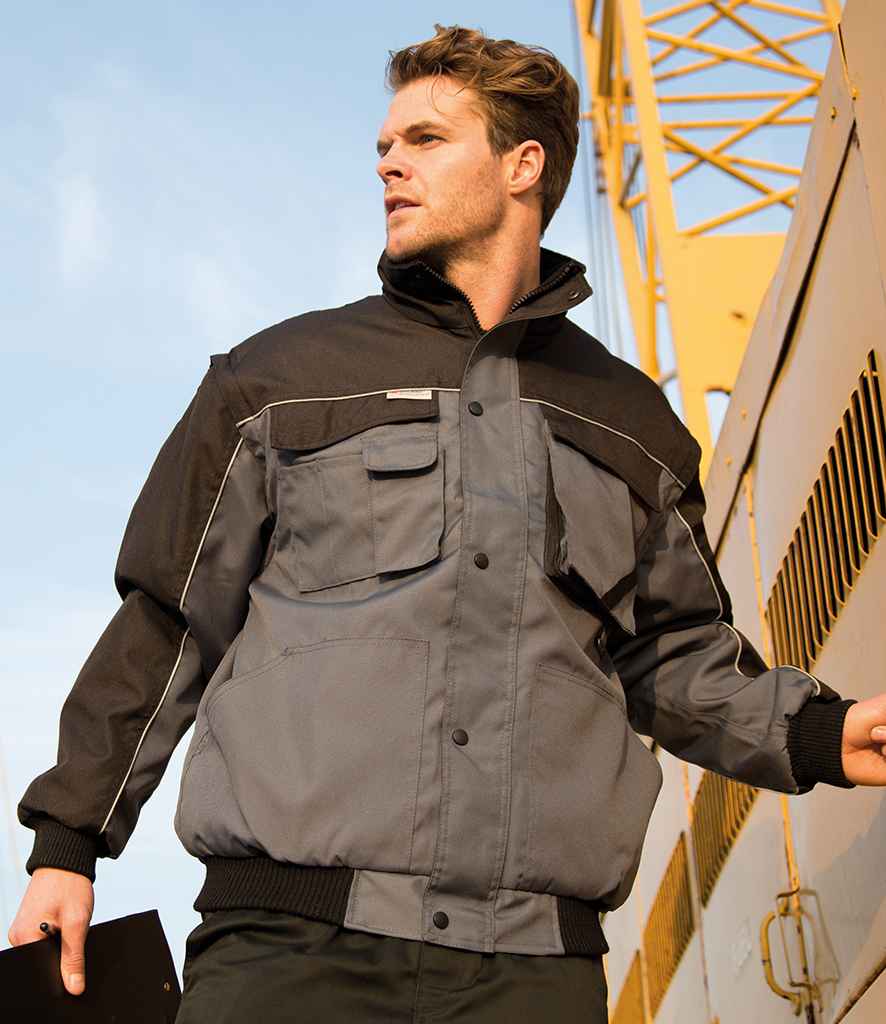 Result Work-Guard Zip Sleeve Heavy Duty Jacket | Grey/Black - Lancashire Teamwear