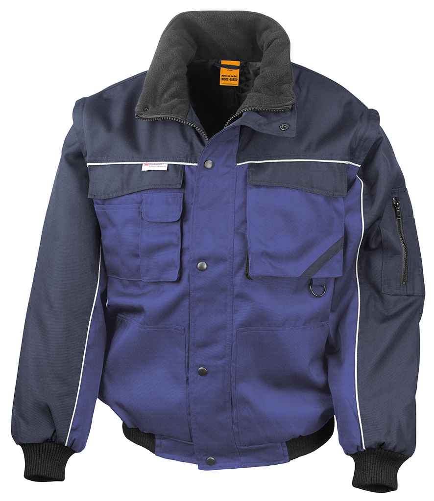 Result Work-Guard Zip Sleeve Heavy Duty Jacket | Royal Blue/Navy - Lancashire Teamwear