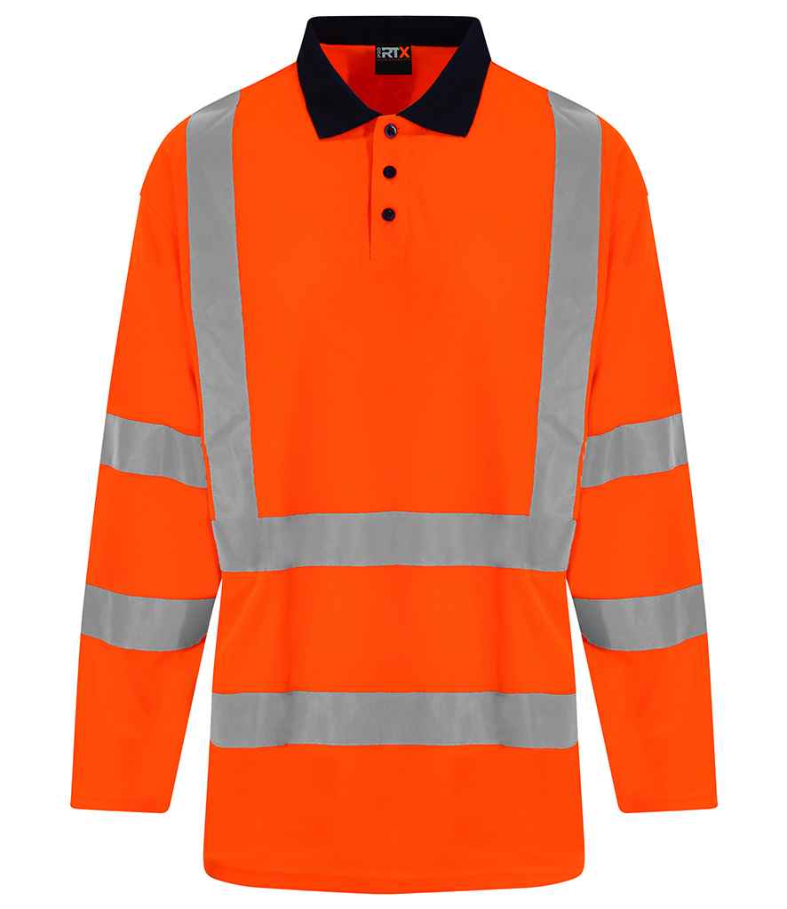 Pro RTX High Visibility Long Sleeve Polo Shirt Orange/Navy