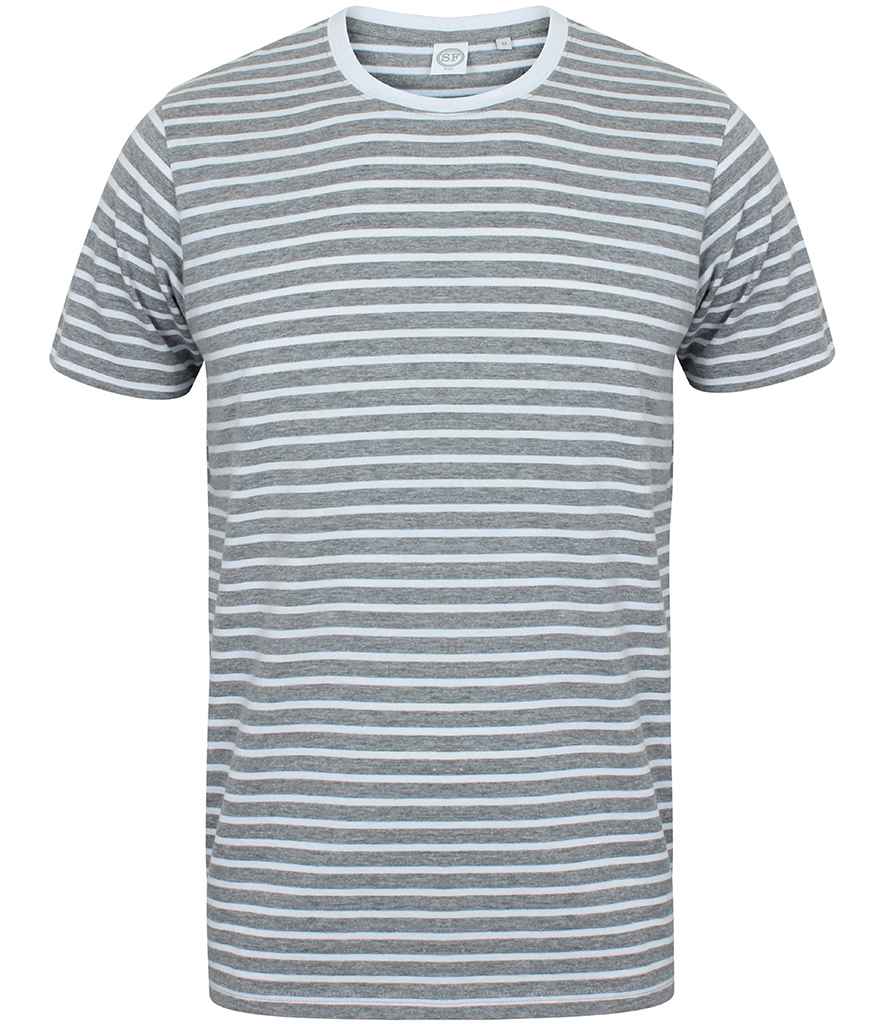 SF Clothing Unisex Striped T-Shirt Heather Grey/White