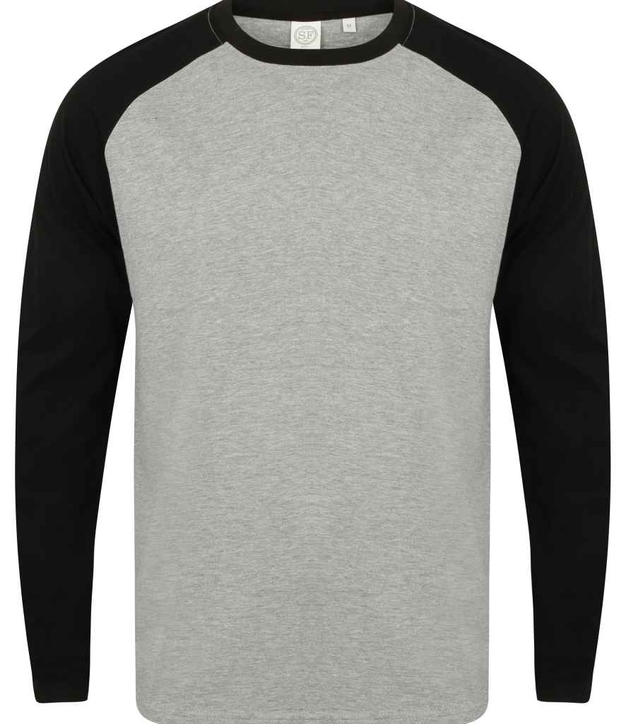 SF Clothing Long Sleeve Baseball T-Shirt Heather Grey/Black