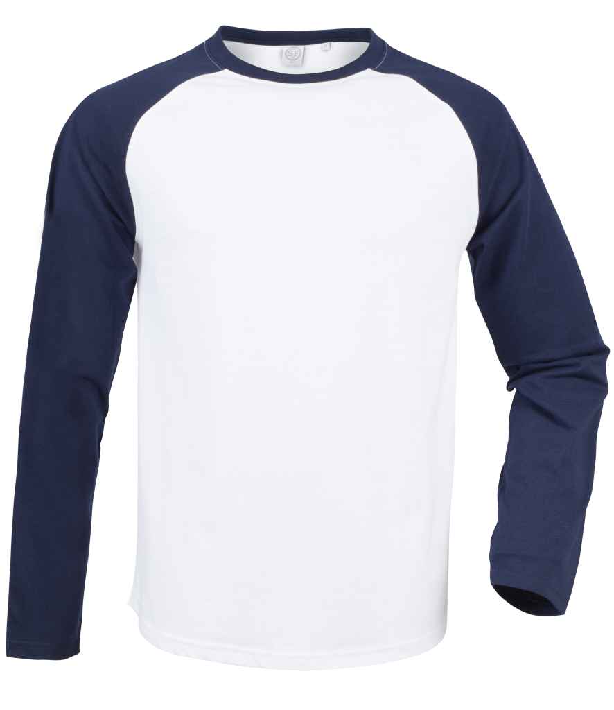SF Clothing Long Sleeve Baseball T-Shirt White/Oxford Navy