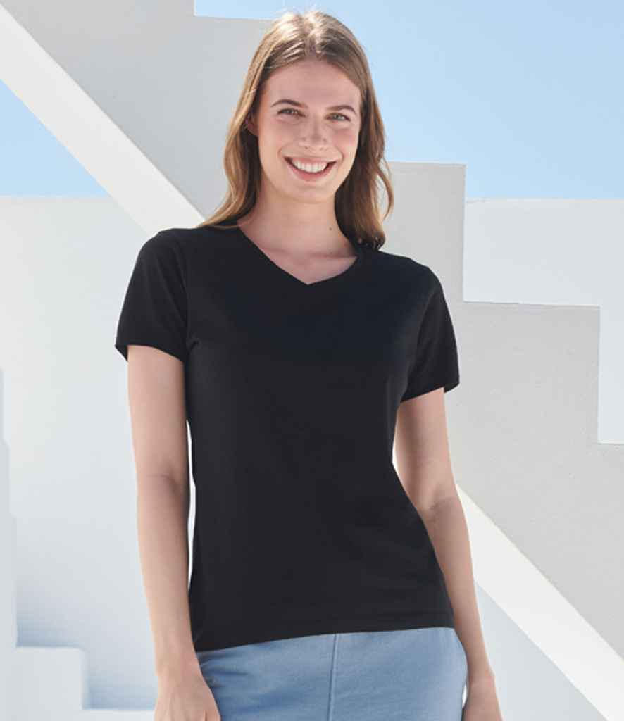 SF Clothing Ladies Feel Good Stretch V Neck T-Shirt | Black - Lancashire Teamwear