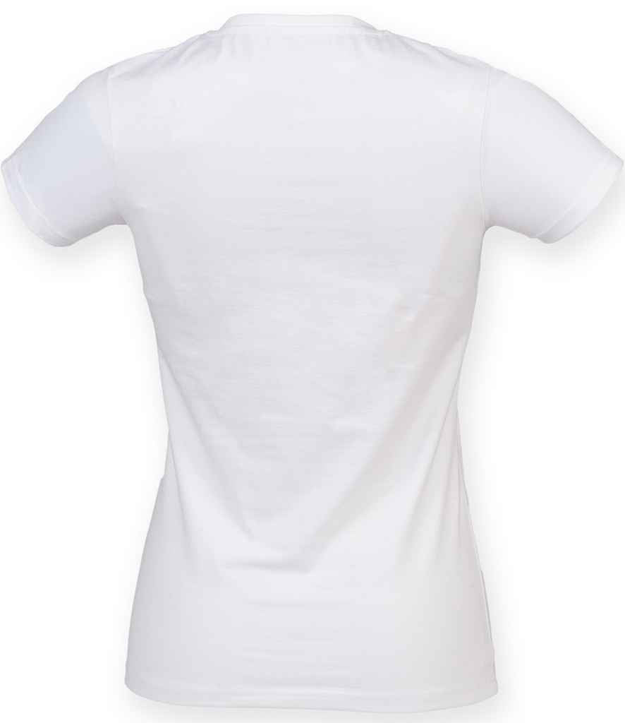 SF Clothing Ladies Feel Good Stretch V Neck T-Shirt | White - Lancashire Teamwear